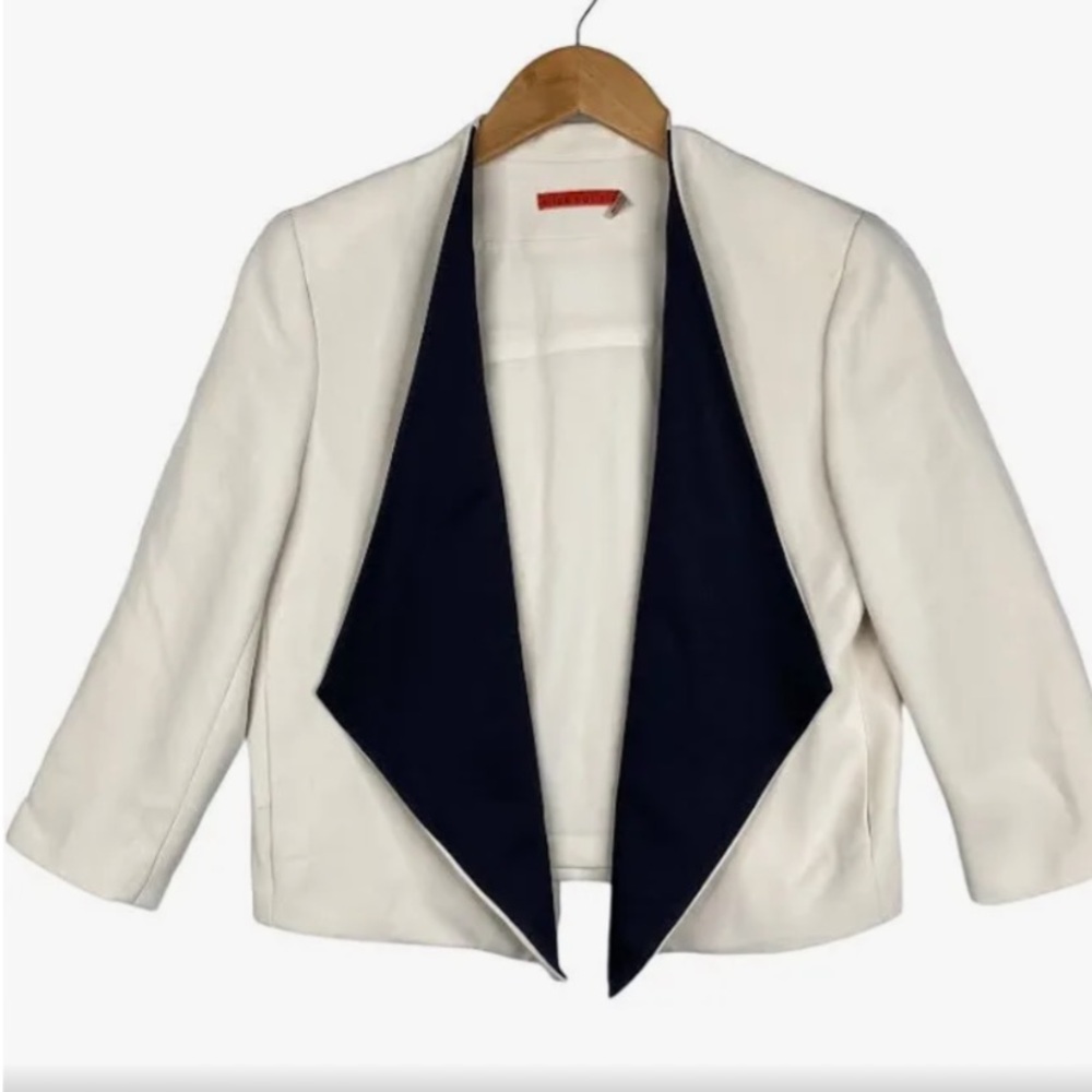 Alice + Olivia White Blazer with black lapel